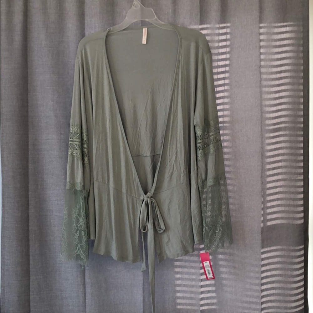 Mint green wrap top